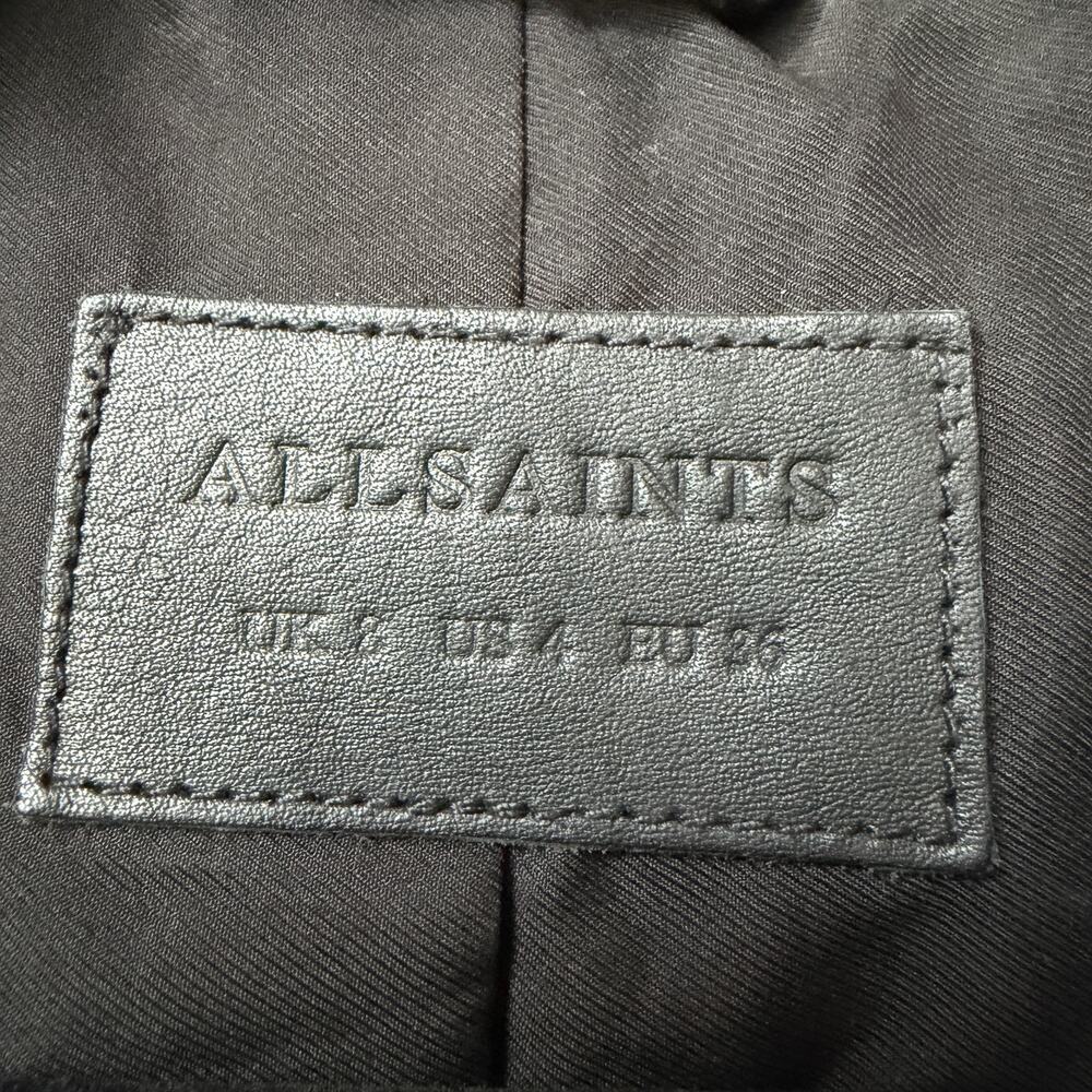 ALLSAINTS Dalby Black Leather Biker Jacket Size 4 - Picture 5 of 7